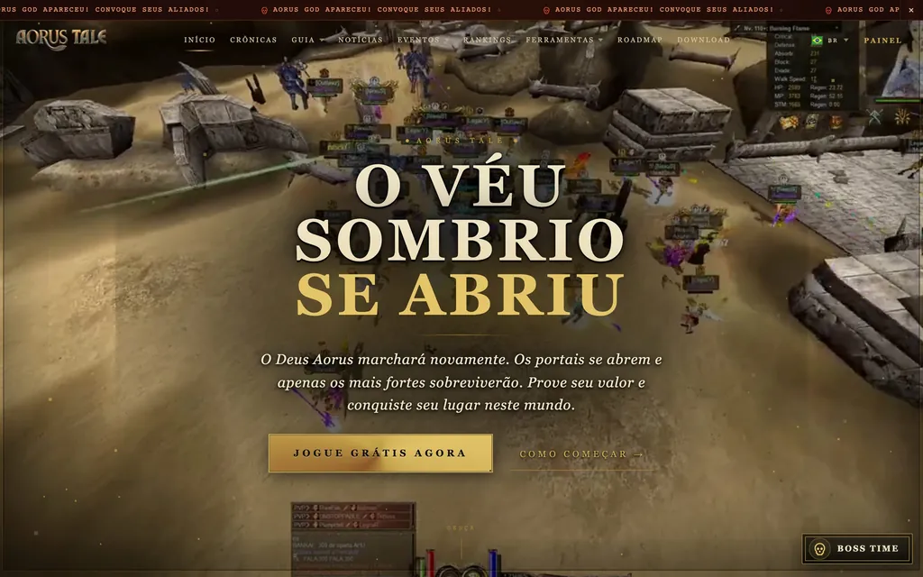 Site da Aorus Tale, feito pela Forma