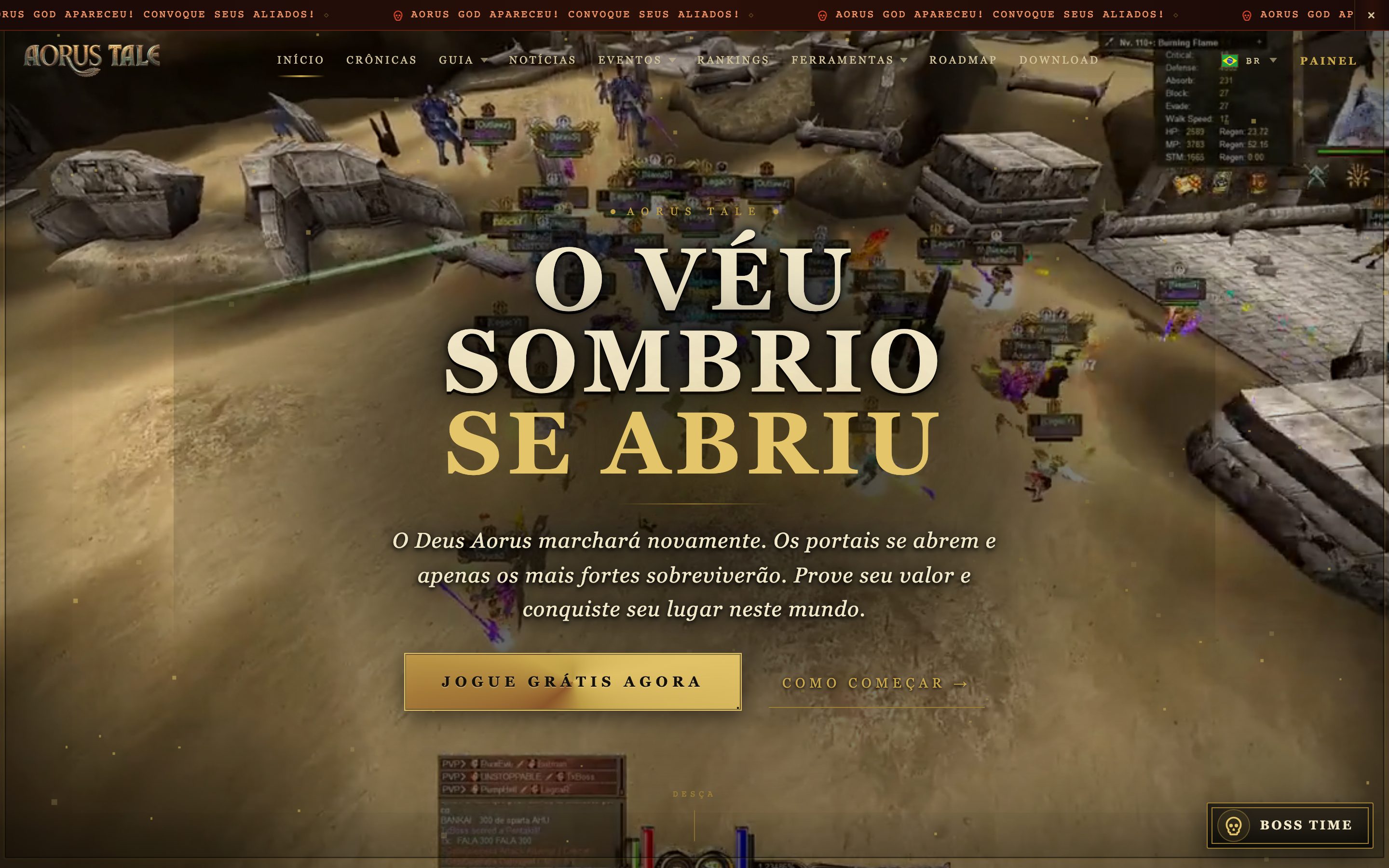Página inicial do site de Aorus Tale